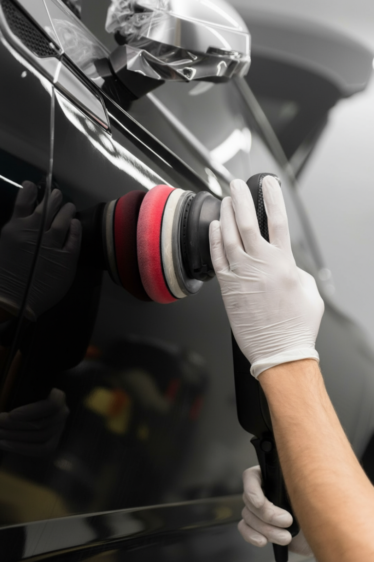 Voiture Noire Brillante Impeccable Avec Finition Miroir Sans Defauts Visibles 768x1152